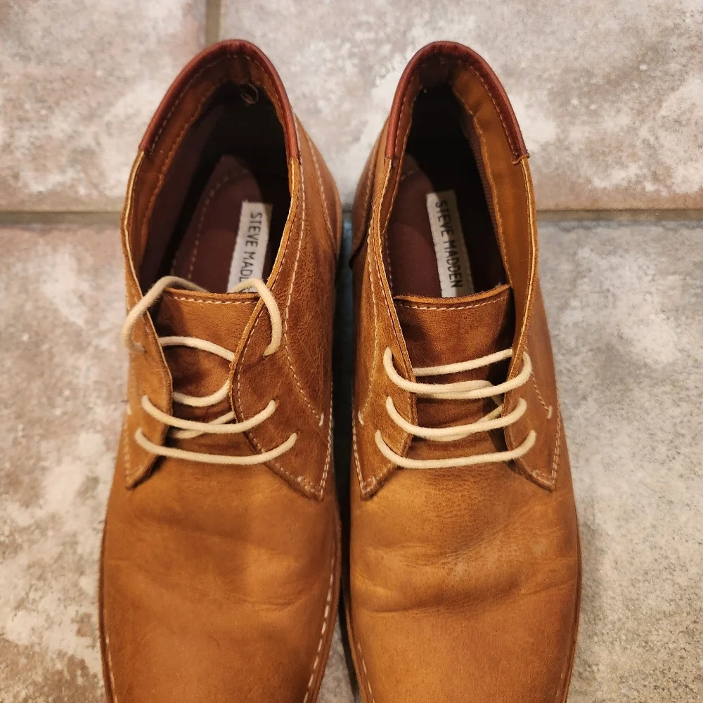 STEVE‎ MADDEN Men's Ivon Chukka Tan Leather Boots Size 9.5